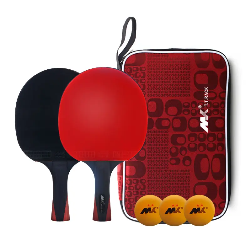2 pz/set Personalizzato Professionale Racchetta Da Ping Pong In Fibra di Carbonio Blocco con Borsa Per Il Trasporto 3 Palle