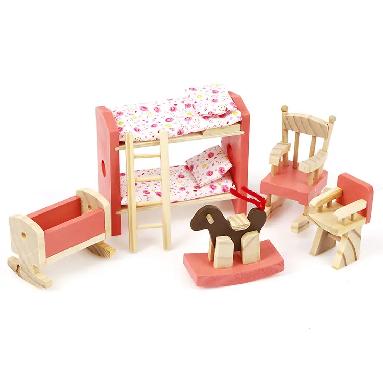 Fq marca de luxo quarto boneca, criança, mini criança, móveis de madeira, brinquedo