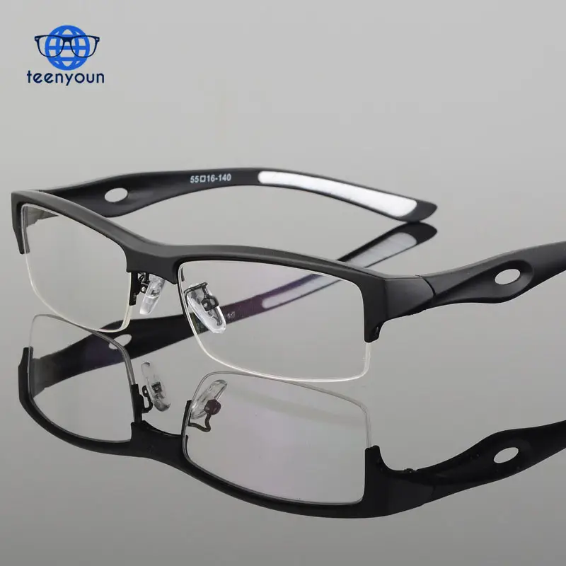 Teneyun 패션 근시 스펙타클 tr90 안경 프레임 안경 광학 안경 프레임 남성 안경 고품질 하프 프레임 유리