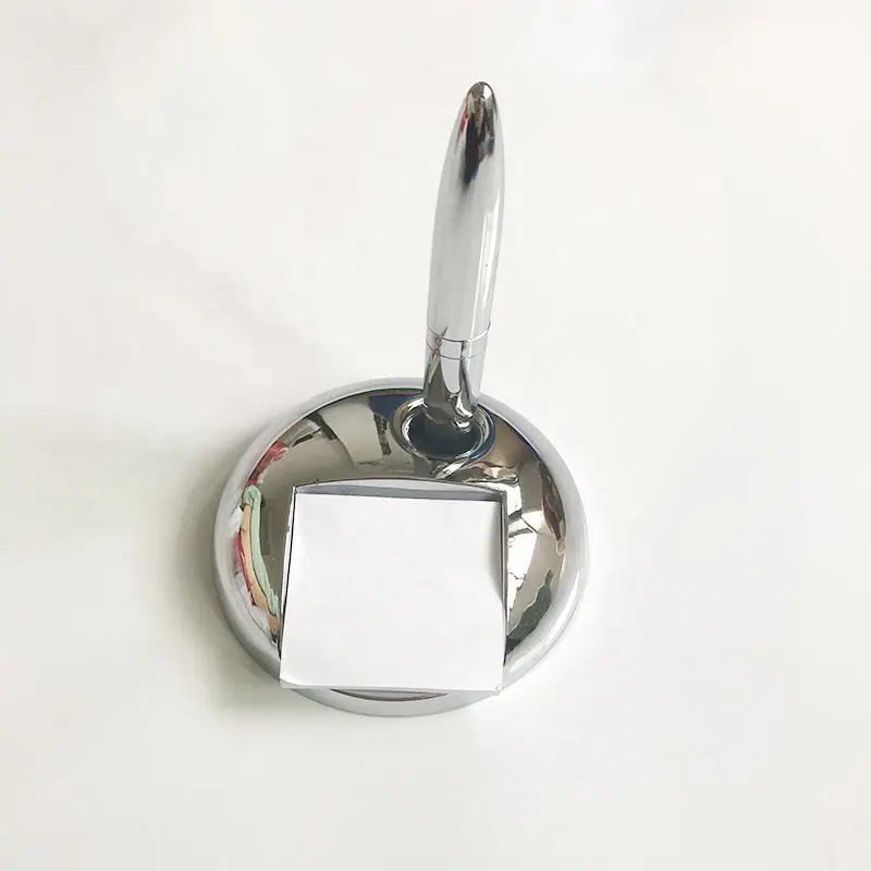 Kantoor & School Supplies Custom Logo Reclame Metalen Ronde Stand Magnetische Drijvende Pen Set Met Memo Pad
