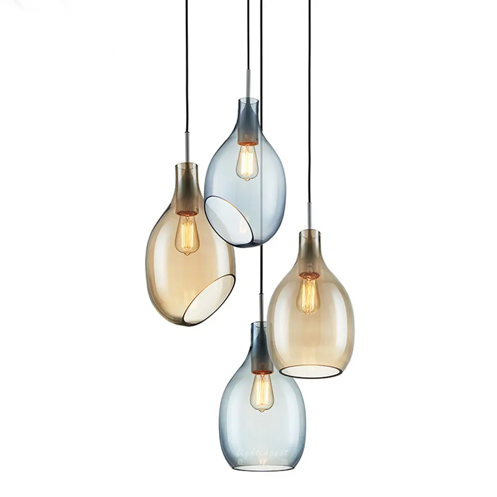 Garrafa de vidro de suspensão estilo europeu, luzes pingentes, luminária, preço de fábrica