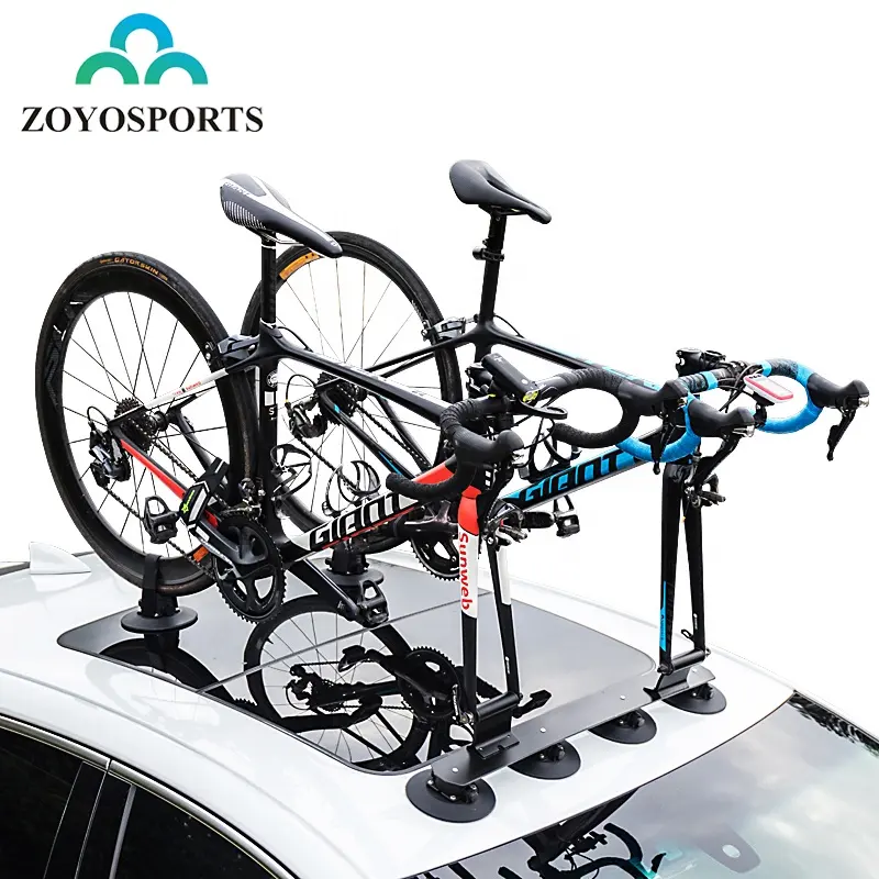 Logo personalizzato Bike Carrier Alluminio Tetto Dell'auto Bicicletta Cremagliera Della Tazza di Aspirazione con il Ciclismo Sacchetto di Immagazzinaggio per 3 biciclette