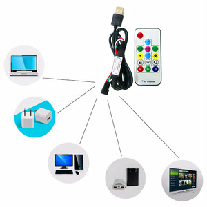USB Пиксельная Светодиодная лента с пультом дистанционного управления, 5 в постоянного тока, 3 клавиши, RF, 14 клавиш, 17 клавиш, 21 клавиш, контроллер для WS2812B, SK6812 пиксельных полноцветных лент - Product Image 5