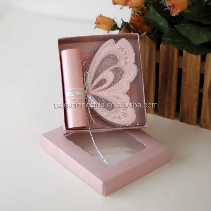 Venta caliente Rosa morir corte hacer forma de mariposa transporte pergamino invitaciones de boda