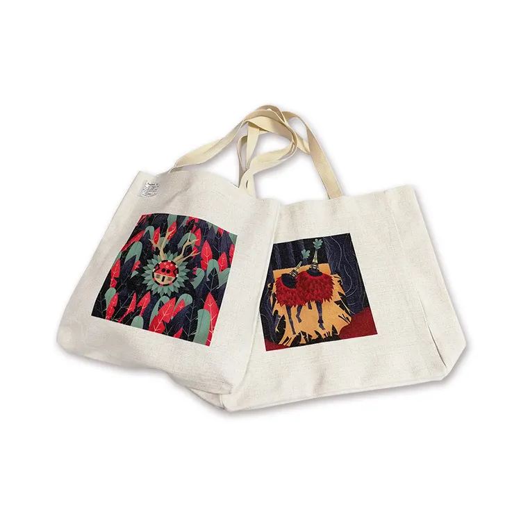 면 Reusable Shopping Bag Custom Logo Printed 승화 Canvas Tote Bag