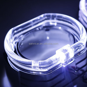 2023 LED DRL melek gözü ile Shrouds maskeleri 3 inç Q5 Lens Xenon projektör Aftermarket araba yükseltme far güçlendirme kiti - Product Image 3