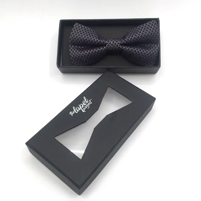 Новейшие модные роскошные черные повседневные детские вязаные галстуки-бабочки в коробке с подарочной коробкой