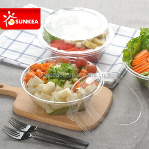 Ekstra büyük <span class=keywords><strong>900ml</strong></span> tek kullanımlık PET plastik salata kasesi kapaklı