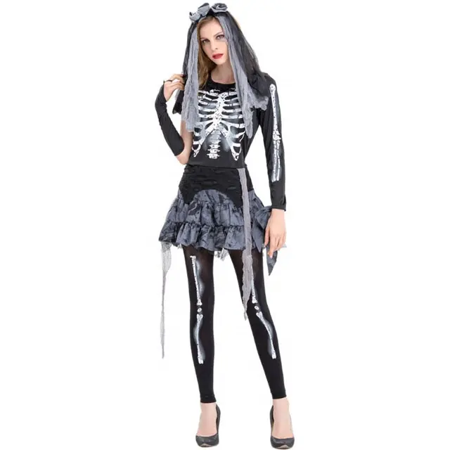 New Design Party Dress Zombie Ghost Bride Costume Women Sexy Halloween Costume