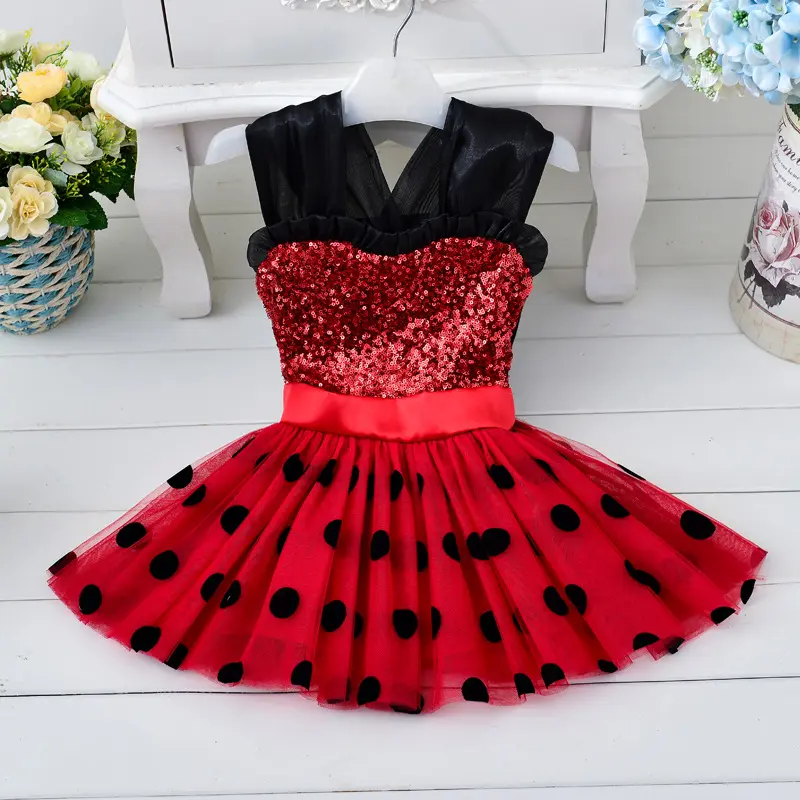 2017 New Model Design Dresses Children Red Sequin Long Prom Dress