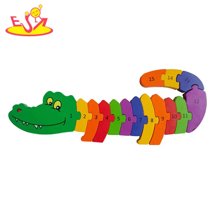 High quality crocodile wooden number puzzle games for children W14I037