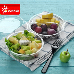 Ekstra büyük <span class=keywords><strong>900ml</strong></span> tek kullanımlık PET plastik salata kasesi kapaklı