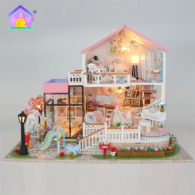 Fournir à separtmental magasin bricolage créatif 3d maison jouet en bois enfants jouet maison en bois