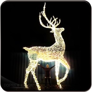 Toprex büyük açık dev heykeli tel işıklı ren geyiği gerçek boyutu ren geyiği noel dekoratif ile led ışık su geçirmez IP65