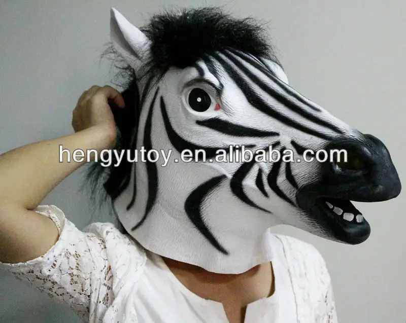 griezelige zebra hoofd masker luxe kwaliteit volwassen volledige gezicht latex Carnaval kostuum dierlijke