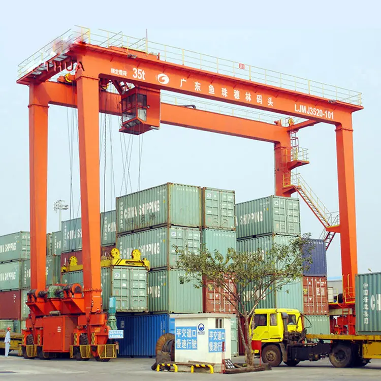 40 톤 60 톤 항구 스트래들 캐리어 고무 타이어 컨테이너 갠트리 크레인 가격 80 톤 rtg 크레인