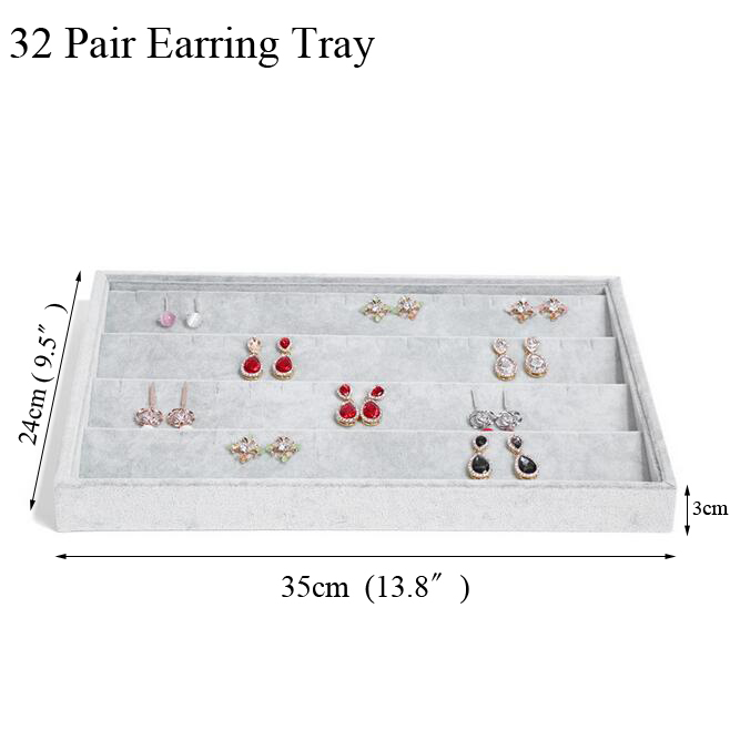 Grey 32 pair earring tray