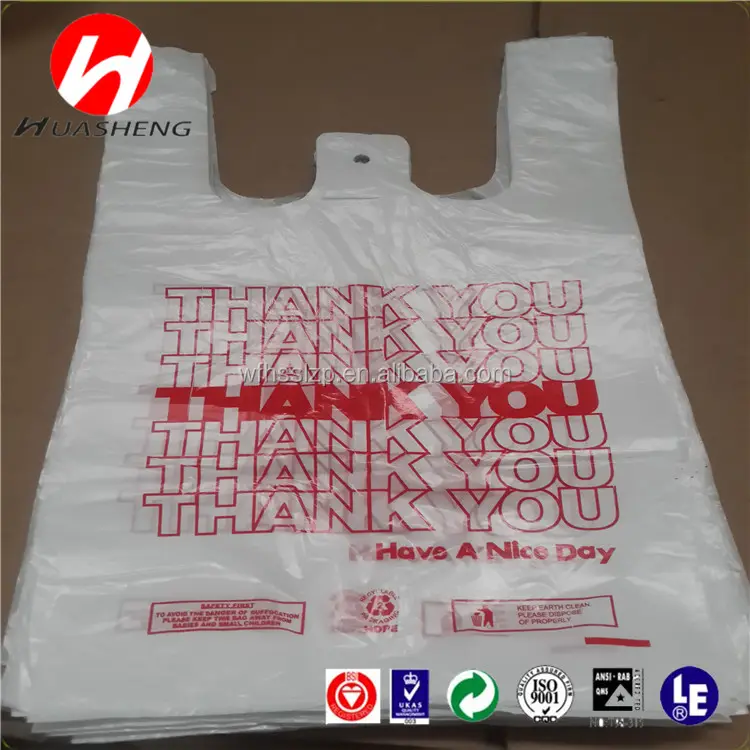 生分解性THANKYOU Tシャツバッグ/ベストキャリアhdpeプラスチックショッピングバッグ