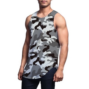 Fornecimento de fábrica Sublimação Digital Personalizada Impressão Loose Fit Oversized Long Tank Tops para Homens 3D Padrão Emblema Botão Beading