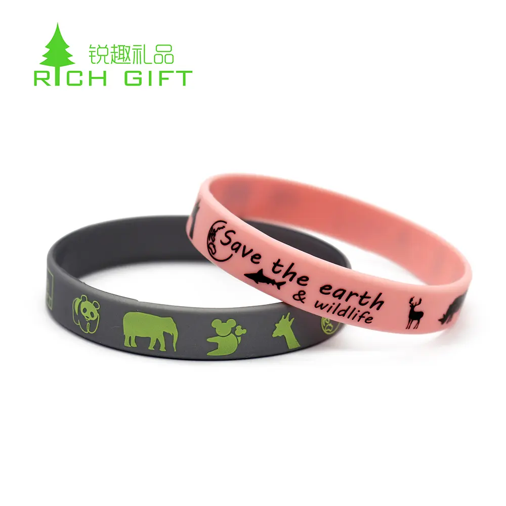 Wholesale custom waterproof rubber bracelets thermal printed silicone wristband for promotion