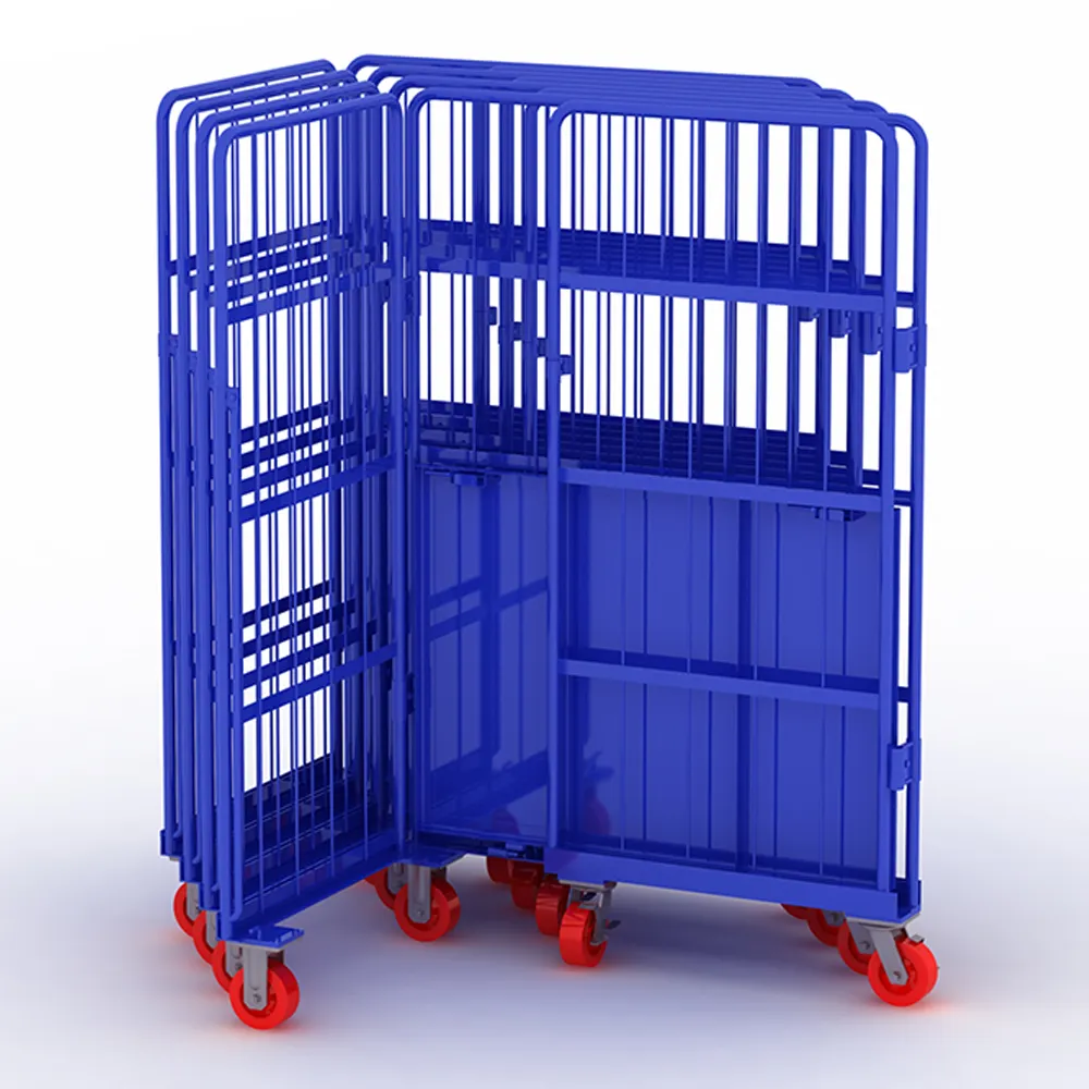 manufacture Cheaper metal pallet rolling cage cart for transport and warehouse in shock