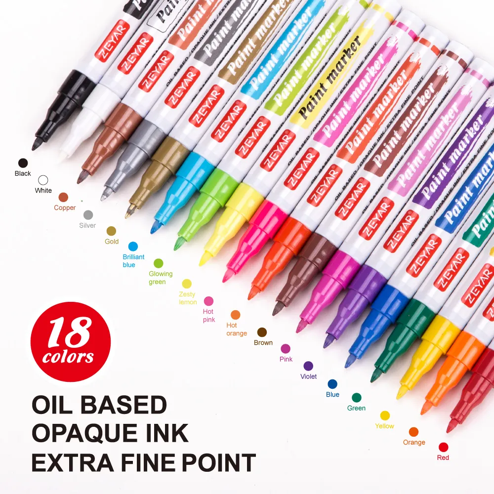 Набор кастомизированных ручек для краски на масляной основе ZEYAR, сверхтонкие нейлоновые наконечники, 60 цветов, постоянные и водонепроницаемые чернила