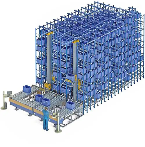 Armazém automático de material de aço para armazenamento de armazéns, sistema de estantes ASRS para serviços pesados, economizador de trabalho, prateleiras e rack