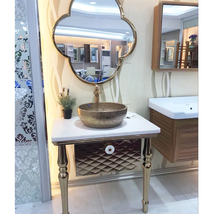 Mueble de baño de acero inoxidable, mueble de baño con un solo lavabo, mueble de baño de diseño saudita