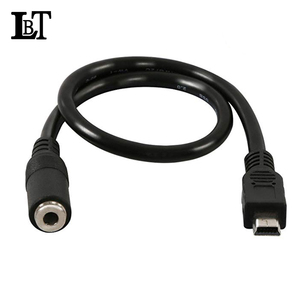 1ft Mini-USB-Stecker auf 3,5-mm-Buchse Buchse <span class=keywords><strong>Audio</strong></span> kabel Kabel für Active Clip Mikrofon Mikrofon adapter Kabel <span class=keywords><strong>Audio</strong></span> übertragung Schwarz CN;GUA - Product Image 1