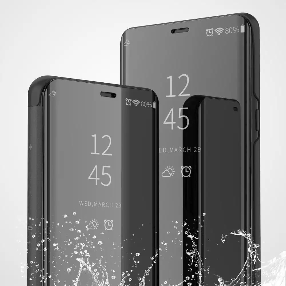 אופנתי מראה Flip עור Case כיסוי עבור Samsung Galaxy הערה 9 מראה מקרה עם בעל התעוררות פונקציה/