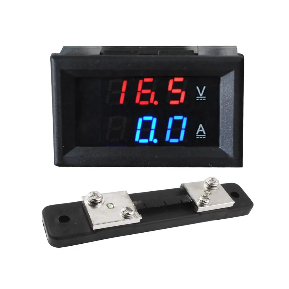 DC 0-100V 0-50A mini Voltmeter Ammeter Red and Blue LED Amp Dual Digital Volt Meter Gauge LED display VA Multimeter 3 digits