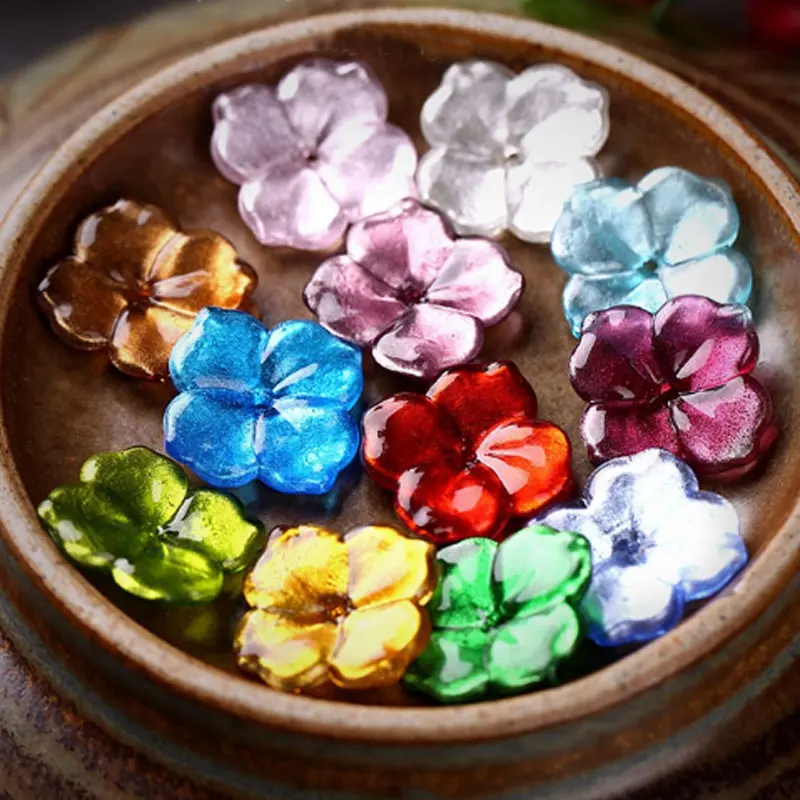 Kits de fabrication de bijoux, perles fleurs, abat-jour, en feuille de verre de Murano, noir