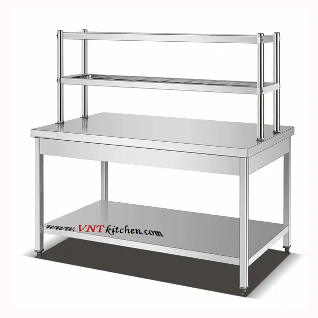 Hotel Kitchen Service Stainless Steel Solid Working Table Bench Kitchen Work Table With Under Shelf