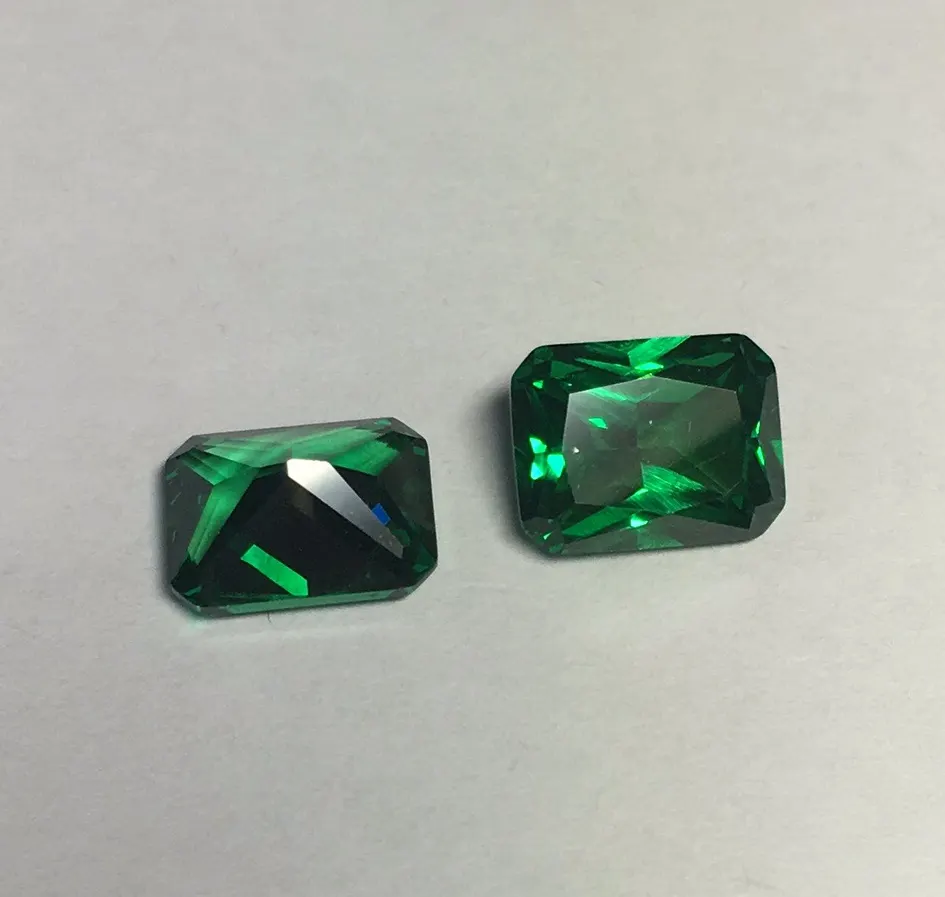 Bán Buôn Giá Baguette Hình Chữ Nhật Octagon Cắt Màu Xanh Lá Cây Máy Cắt Emerald Cubic Zirconia