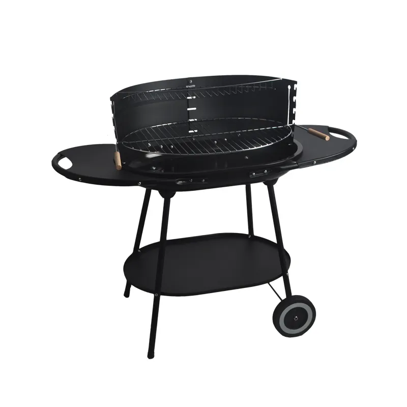 SEJR-parrilla plegable ajustable para barbacoa, parrilla de carbón portátil de color negro, 95x52x84cm