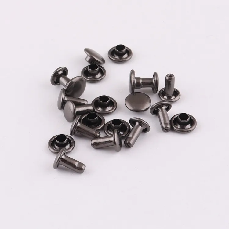 Đen Nhỏ Kim Loại Vòng Mũ Đôi Đầu Đinh Tán Cho Túi Hàng May Mặc Fastener