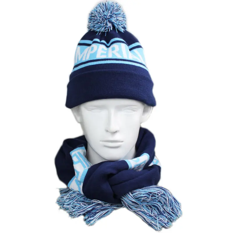 ฤดูหนาวหมวกถักbeaniesหมวกและผ้าพันคอที่แนบมา