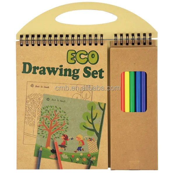 Enfants Créatifs Crayons de couleur avec Cahier De Dessin À Spirale