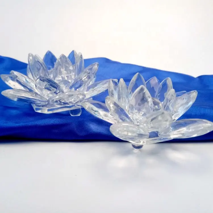 Kristal toptan şamdan düğün Centerpieces onur kristal cam Lotus çiçek şekli mumluk