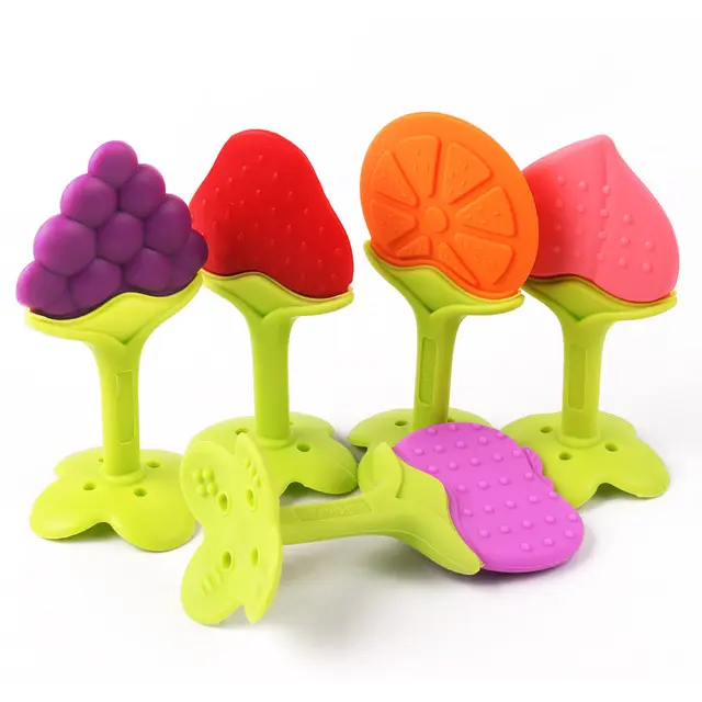 Massaggiagengive in Silicone frutta uva Banana anguria massaggiagengive in gomma da masticare Charms regalo per la dentizione del bambino giocattoli per bambini