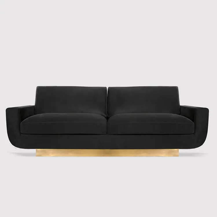 Upscale modern velvet black couch living room sofas home furniture two seats