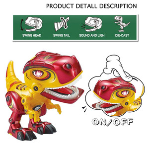 Brinquedo infantil de dinossauro, brinquedo eletrônico com som leve e metal para crianças