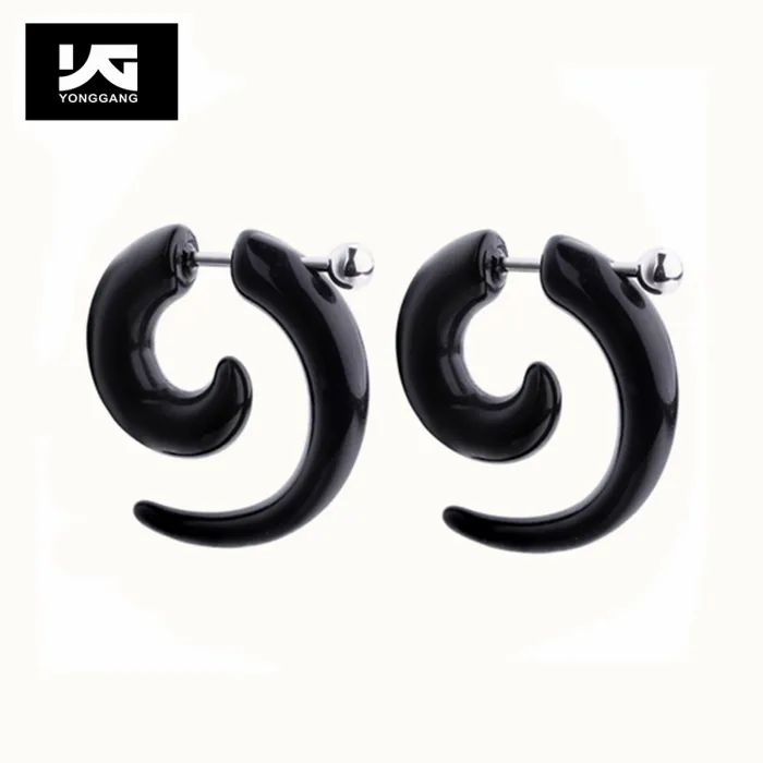 NOVEDAD DE MODA Unisex negro espiral Caracol pendientes gótico Punk Stud pendientes para los hombres