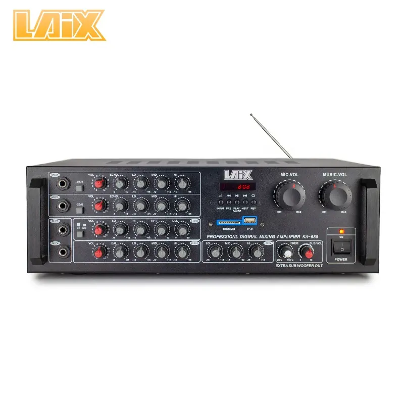 Laix KA-588-Micrófono de gama alta, amplificador de Audio para Karaoke, entrada Coaxial óptica Vhf Uhf Hi-Fi, Bgm