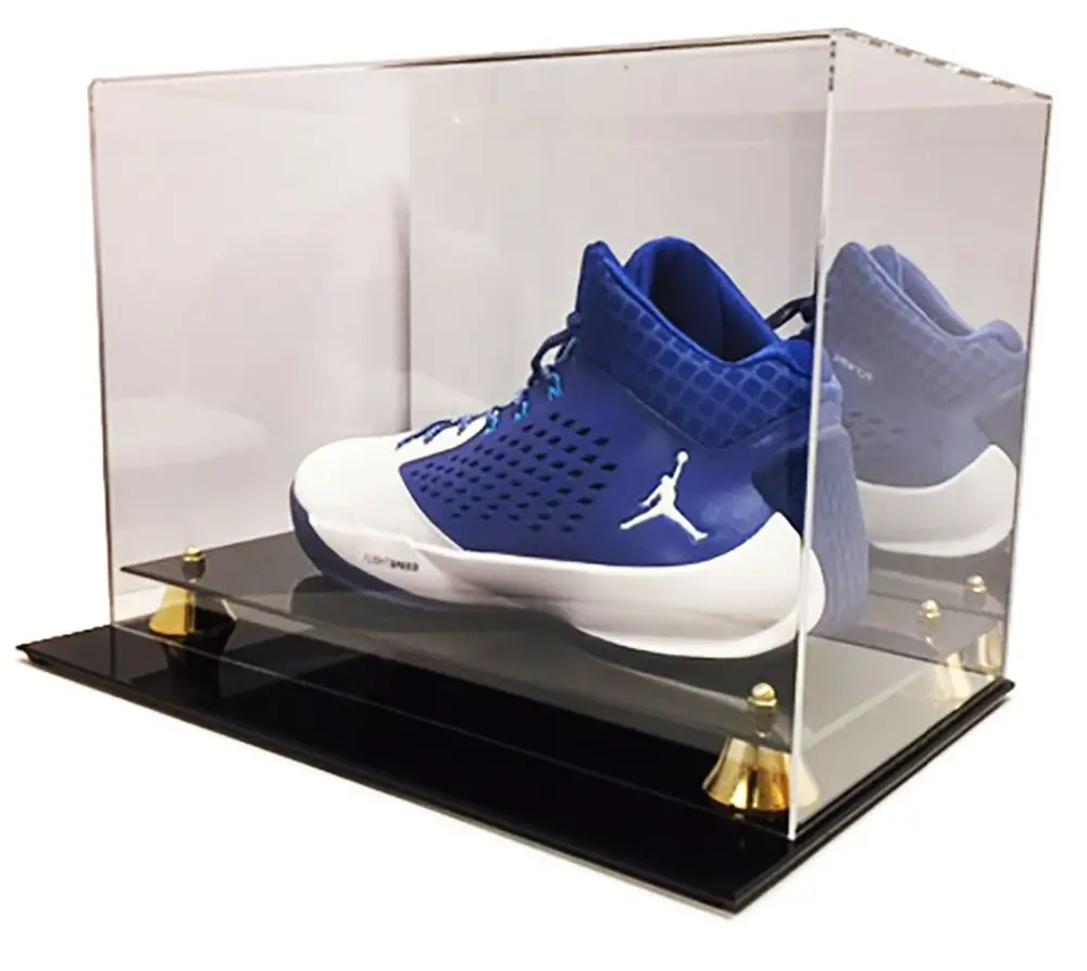 Présentoir d'exposition vitrine de chaussures en acrylique vitrine personnalisée boîte à chaussures en acrylique