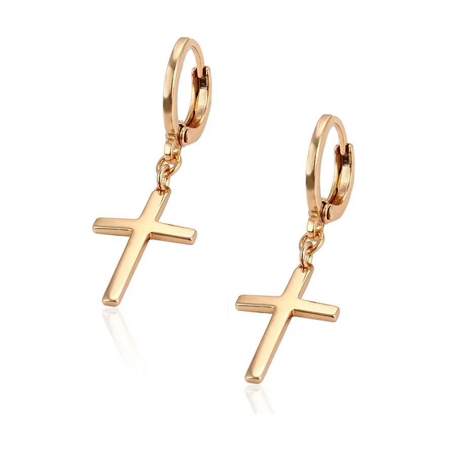 Bijoux xup plaqué or 18K, boucles d'oreilles en croix avec alliage de cuivre, livraison gratuite, 95859