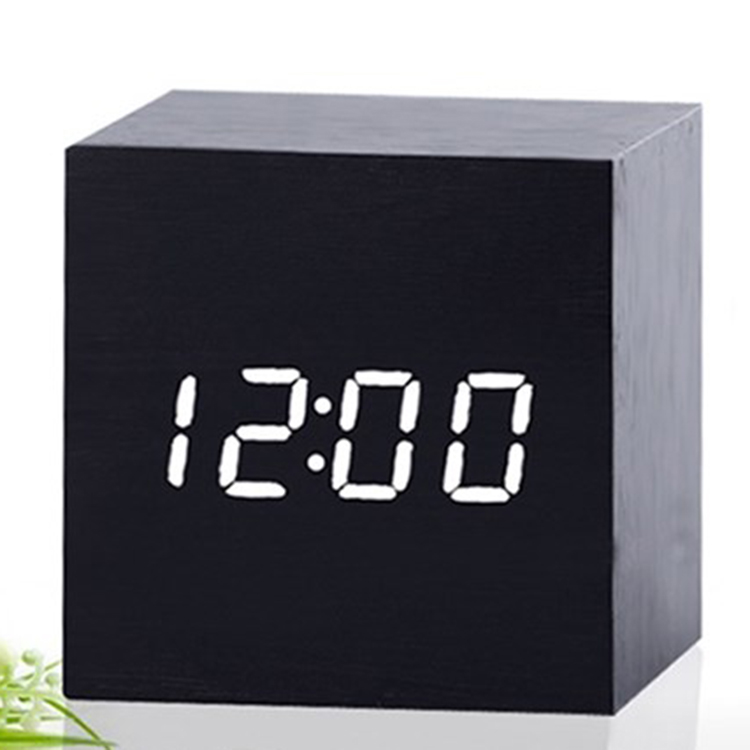 Zogift Holz Holz <span class=keywords><strong>Cube</strong></span> Digitale LED-Licht Schreibtisch Reise Stummwecker USB/AAA <span class=keywords><strong>Timer</strong></span> Temperatur Snooze Stimme Klang Control