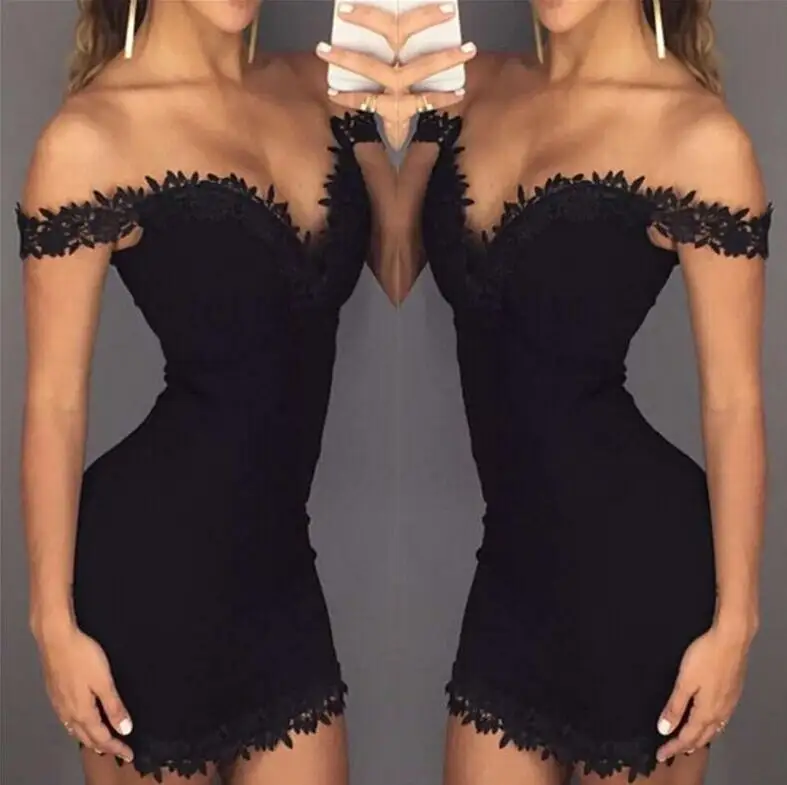 YQ169 Frauen sexy Kleid Sommer kurzes Kleid schulter frei schwarz eng anliegendes Abend bandage Kleid