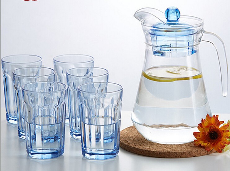 5PCS glass jug set/ water &juice jug set/glass pitcher with cup set glass water set
