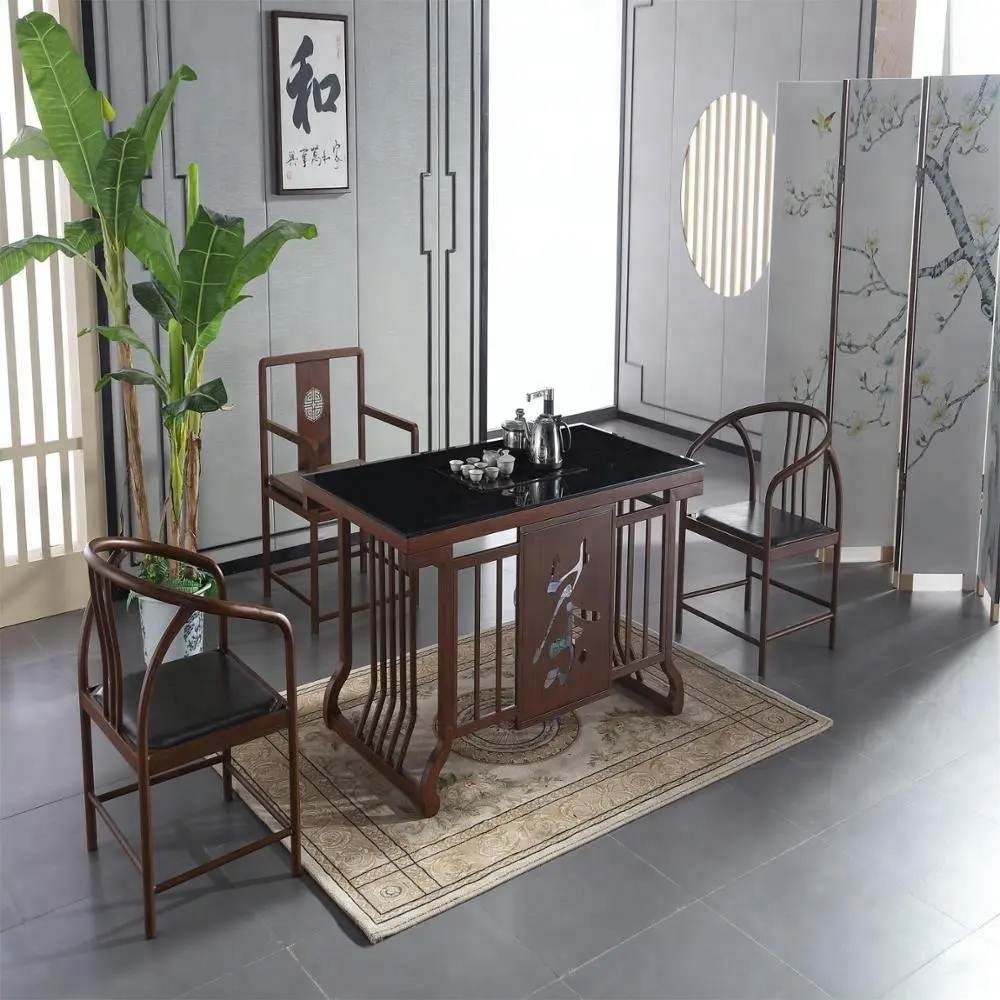 Mesa de té de estilo chino kungfu, muebles de acero para el hogar, mesa de té